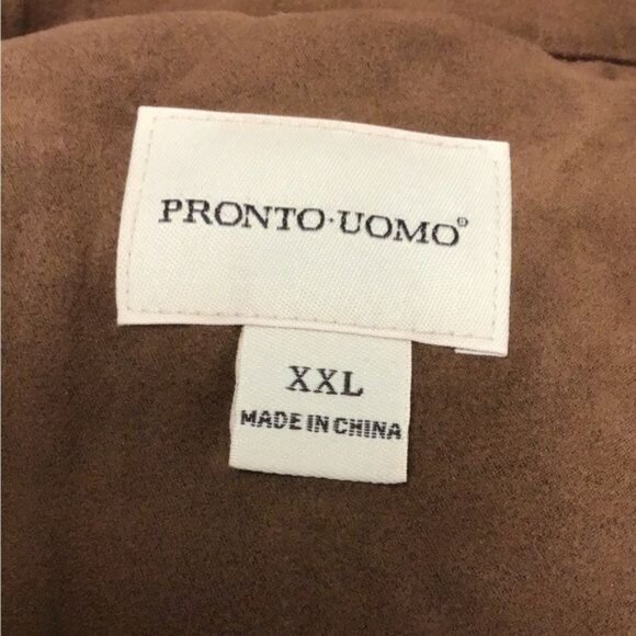 Pronto Uomo Men’s Full Zip Faux Suede Jacket, Brown, size XXL - Picture 5 of 7